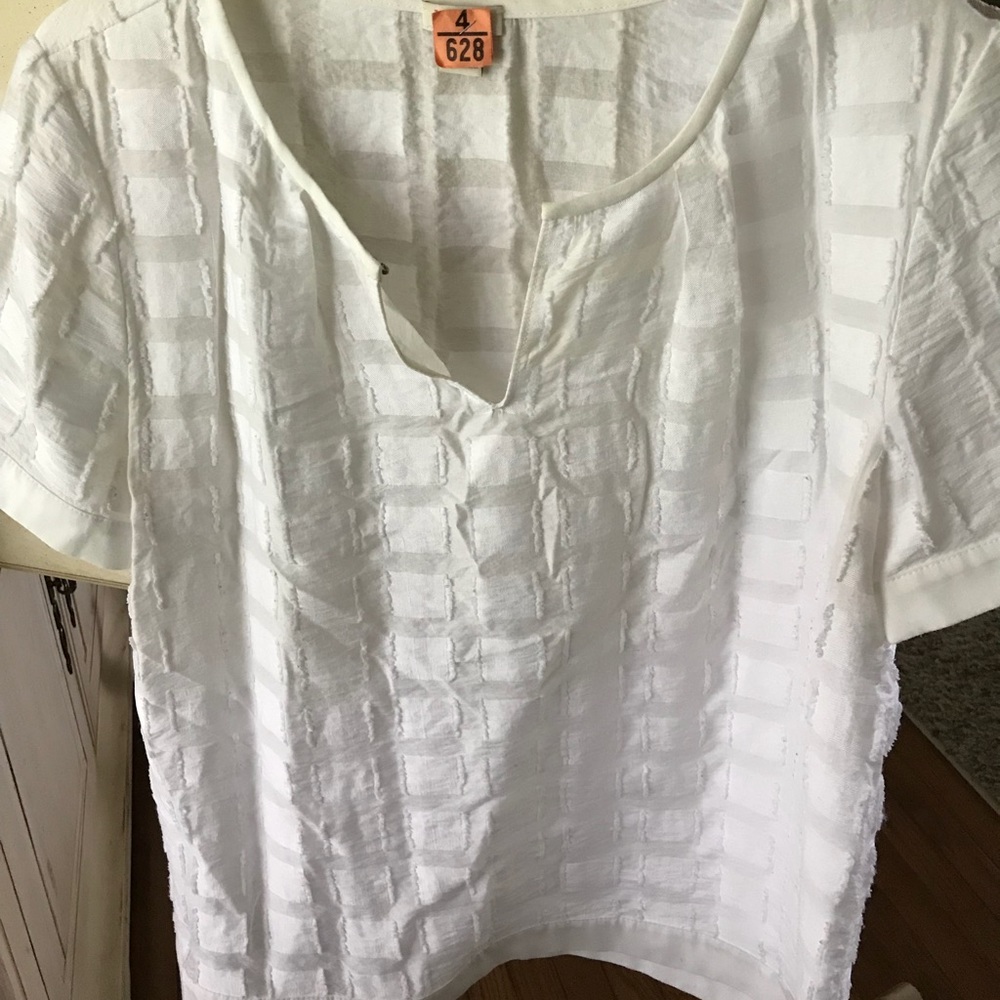J Crew short sleeve white blouse